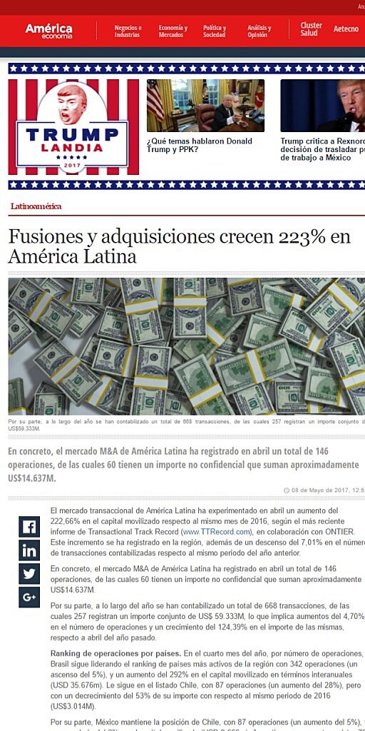 Fusiones y adquisiciones crecen 223% en Amrica Latina
